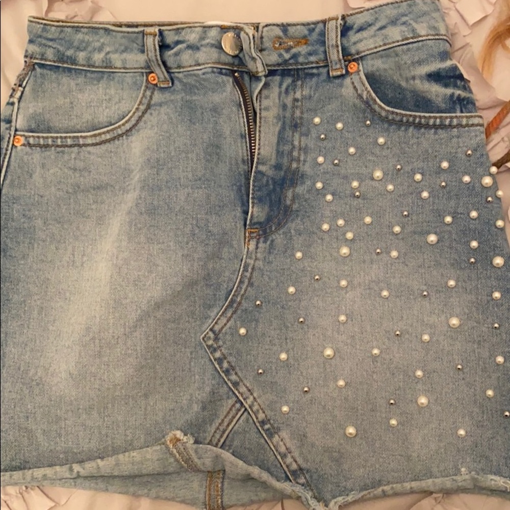 Pearl Mini Denim Skirt